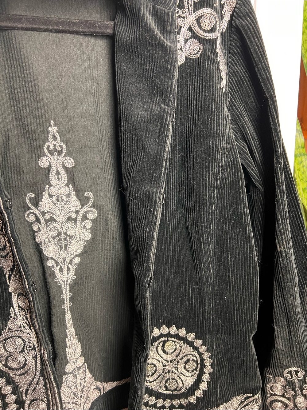 Chico's Black Velvet Jacket with Silver Embroidery - Picture 4 of 7